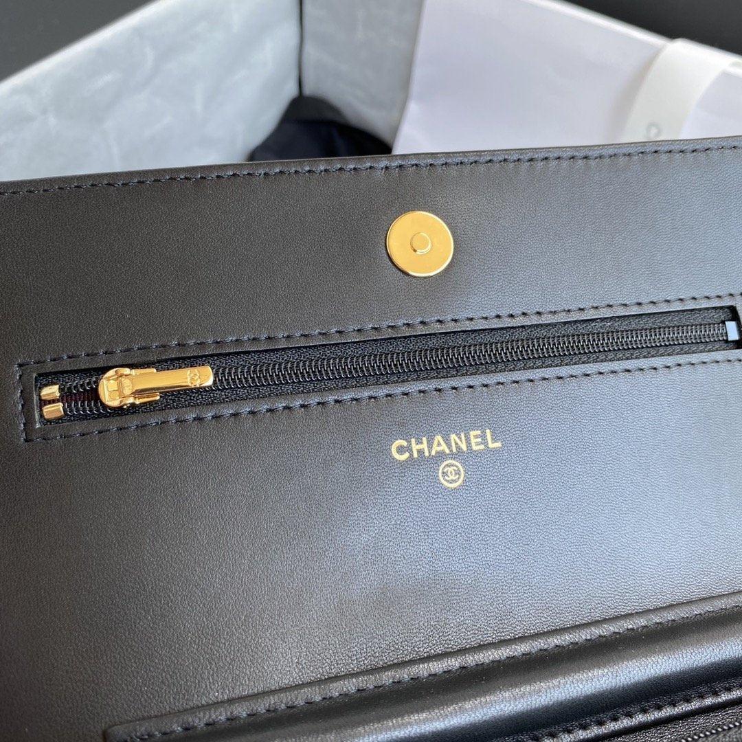 Chanel Wallet on chain WOC Black Lambskin