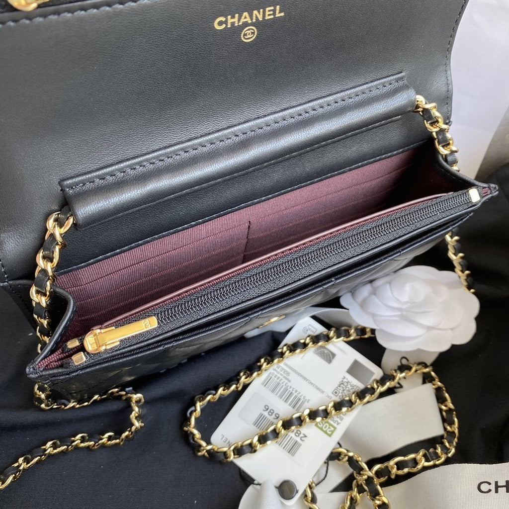 Chanel Wallet on chain WOC Black Lambskin