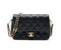 Chanel 23c Mini Flap Bag Chain Grained Calfskin Black
