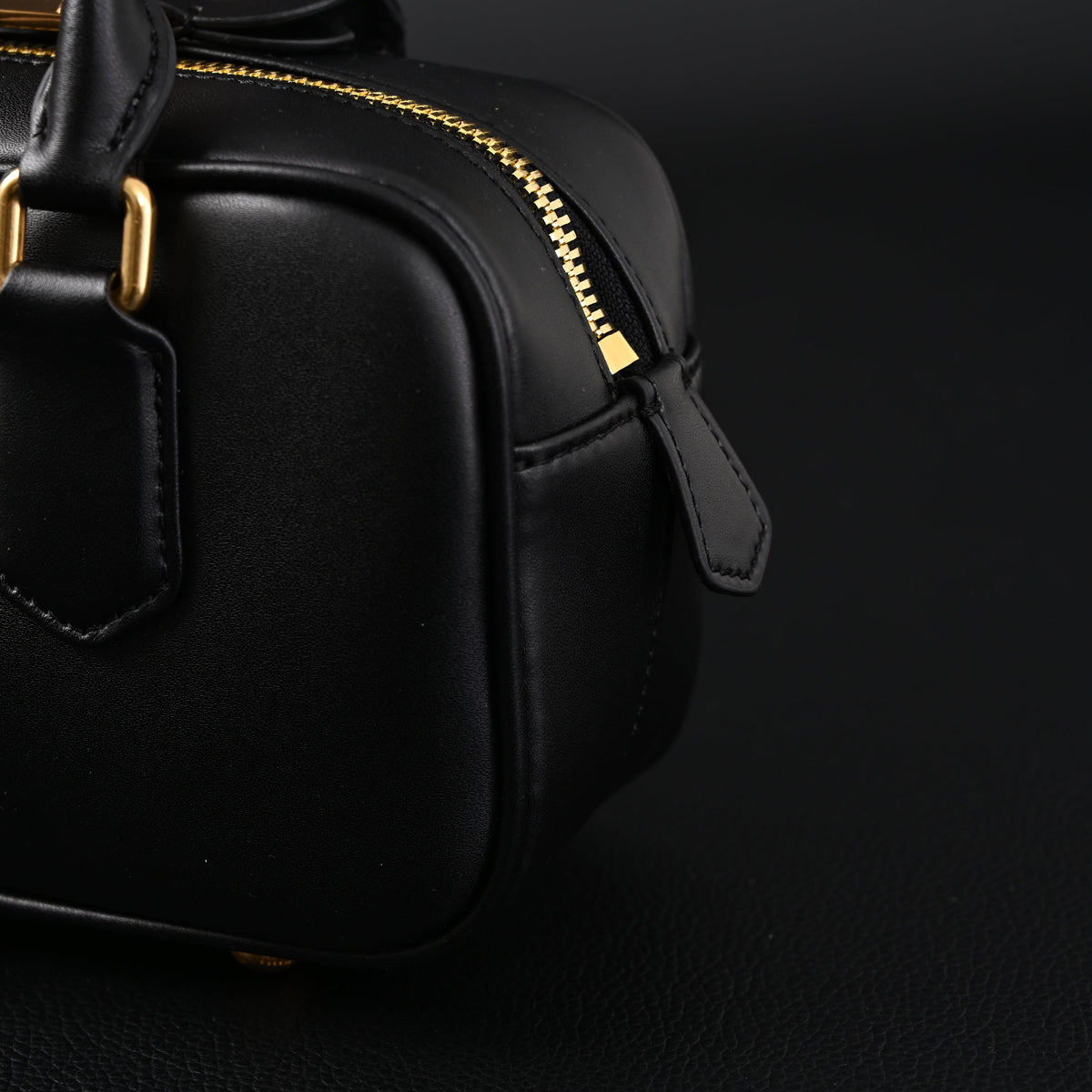 Miu Miu Black Matelassé Leather Satchel Bag – Mini Top Handle