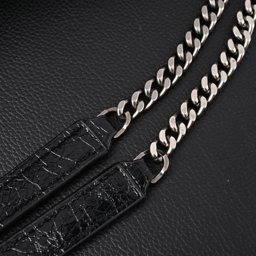 Saint Laurent Niki Medium Black Crinkled Leather Shoulder Bag