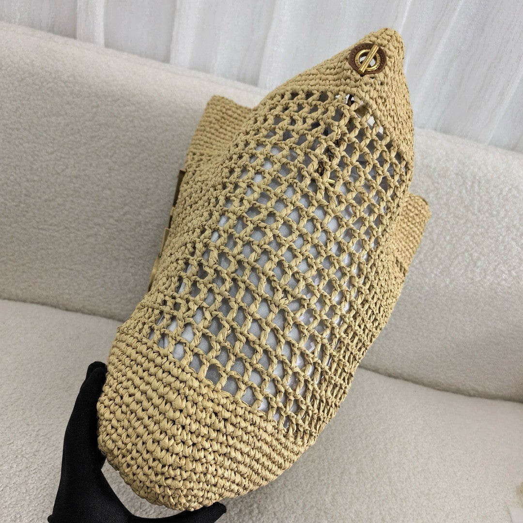 SAINT LAURENT YSL Raffia Icare Tote Bag