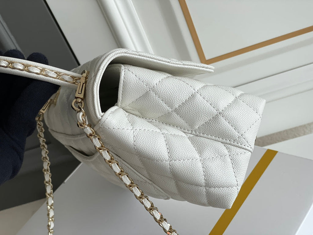 Chanel Coco Handle White Bag - 24x14x10cm