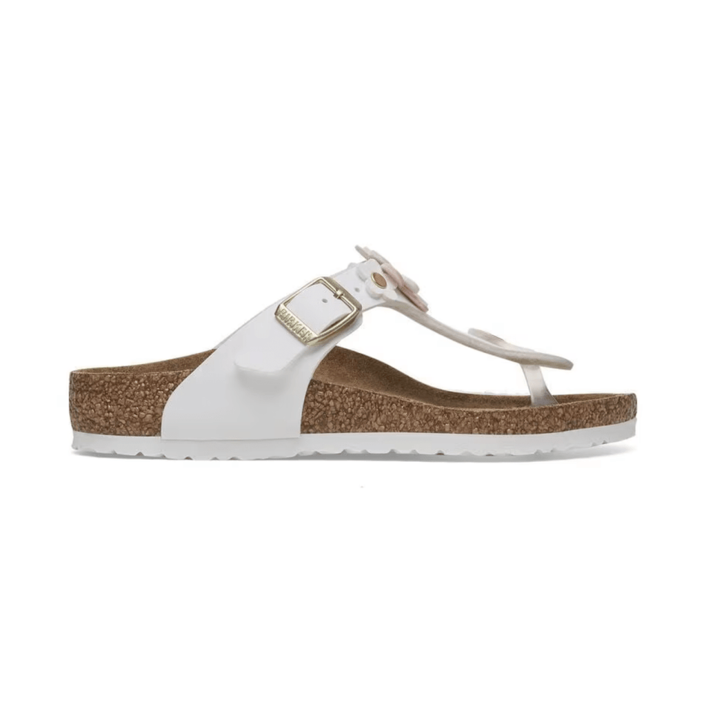 Birkenstock Girls Gizeh Flowers Birko-Flor White