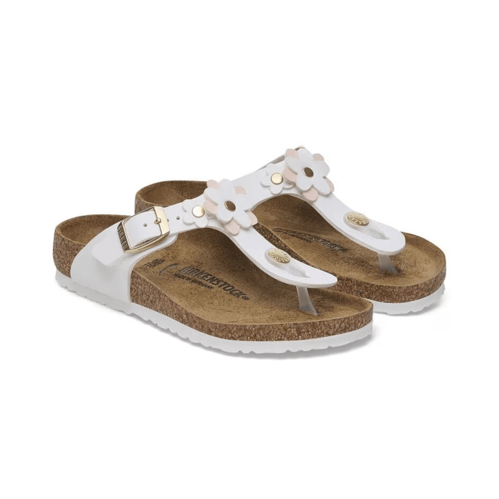 Birkenstock Girls Gizeh Flowers Birko-Flor White