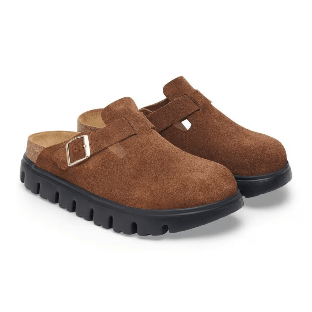 Birkenstock Women's Boston Chunky Dark Tea/Black Suede