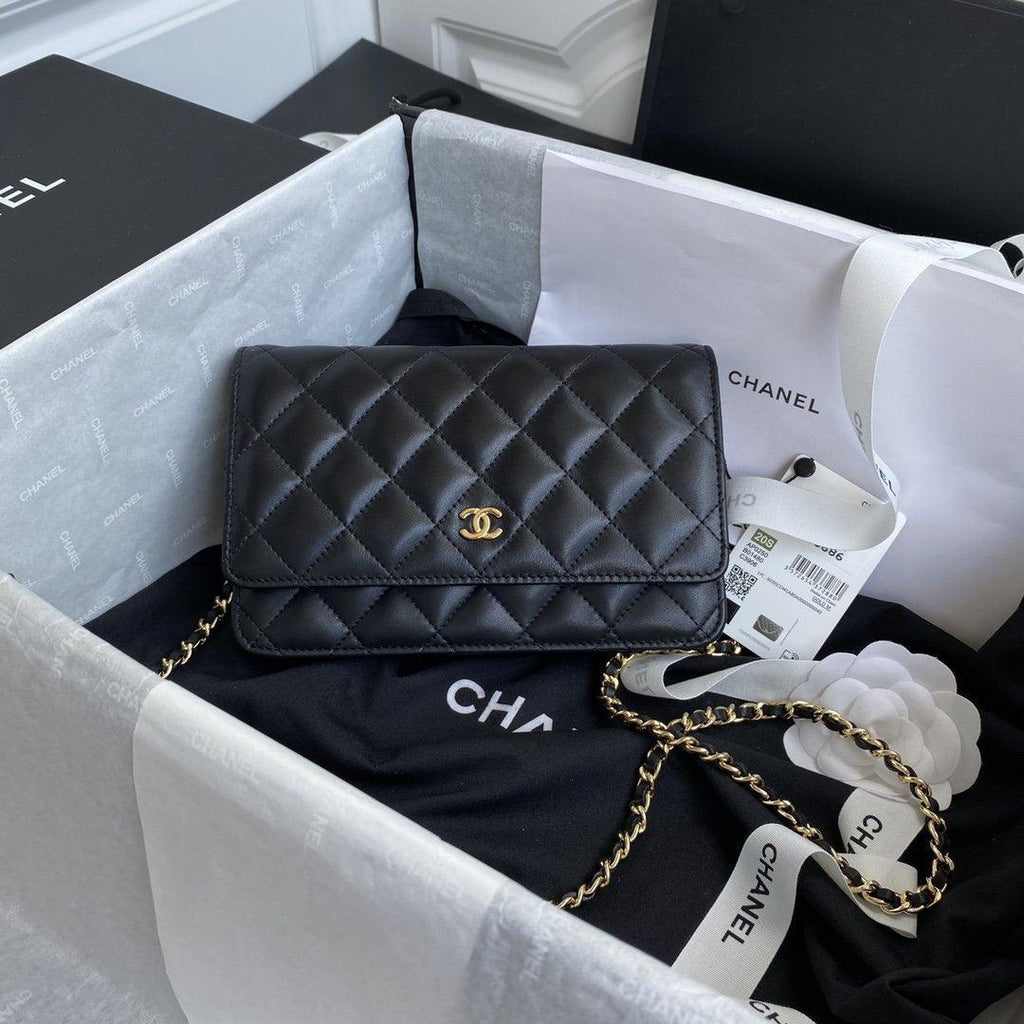 Chanel Wallet on chain WOC Black Lambskin