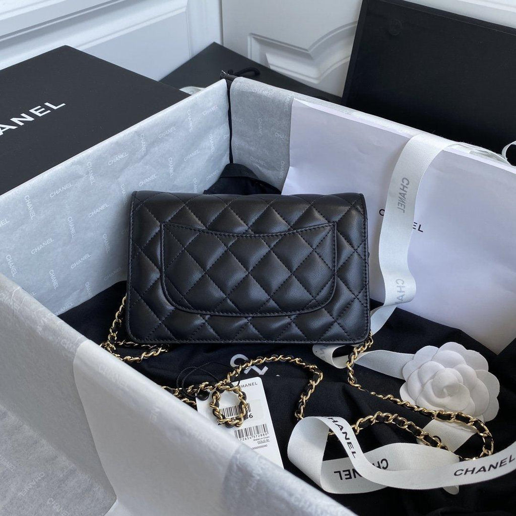 Chanel Wallet on chain WOC Black Lambskin